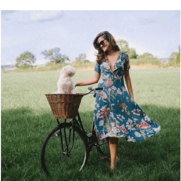 GP & JBaker x H&M Collab Floral Blue Midi Dress Size 4 - Picture 11 of 11